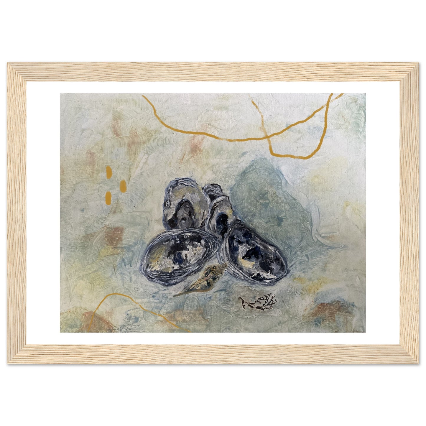 oyster shells - 1 of 3 in seaweed set - framed options