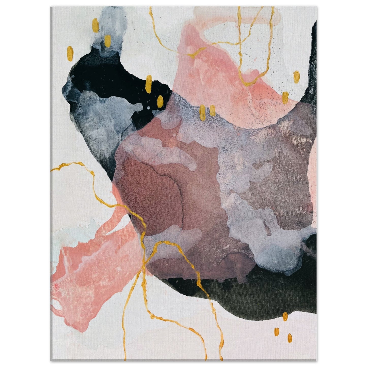 forest green, pink, gold ~ abstract nature print 1 - on matte, gloss or canvas