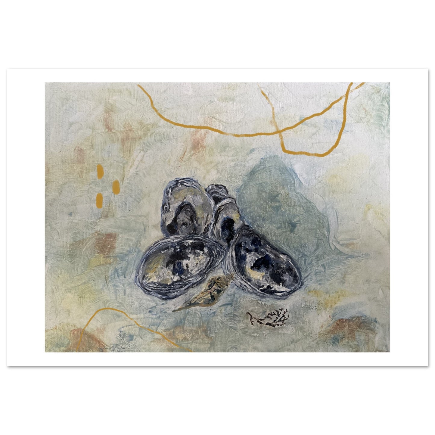 oyster shells - 1 of 3 in seaweed set - framed options