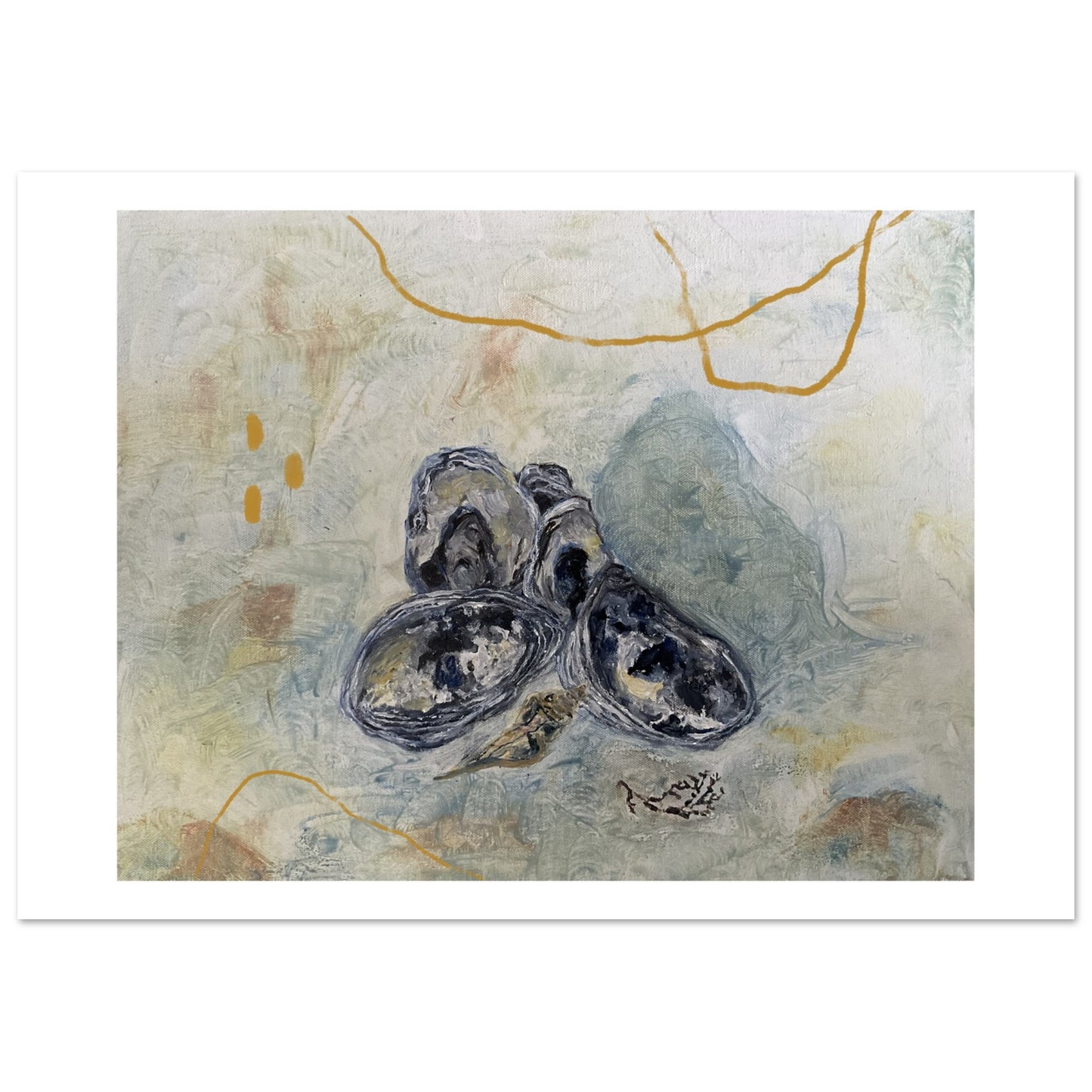 oyster shells  - 1 of 3 in seaweed set -  framed options