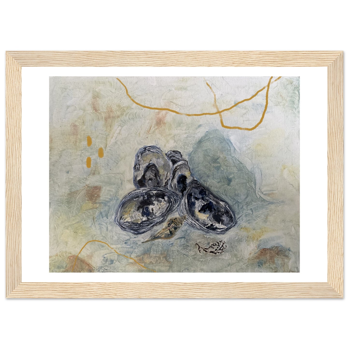 oyster shells  - 1 of 3 in seaweed set -  framed options