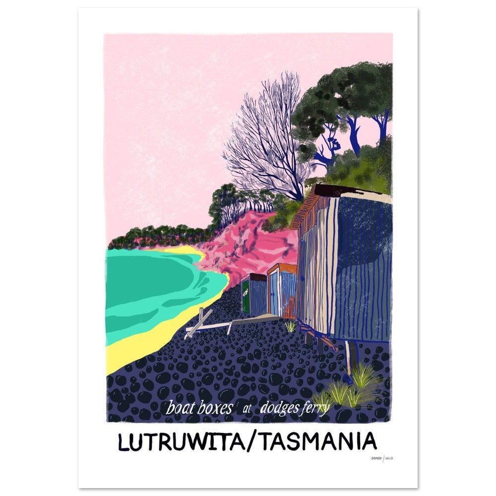 Dodges Ferry boat boxes lutruwita / Tasmania - art print / Premium Matte Paper Poster