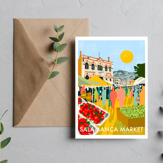 Salamanca Market Hobart - greeting card